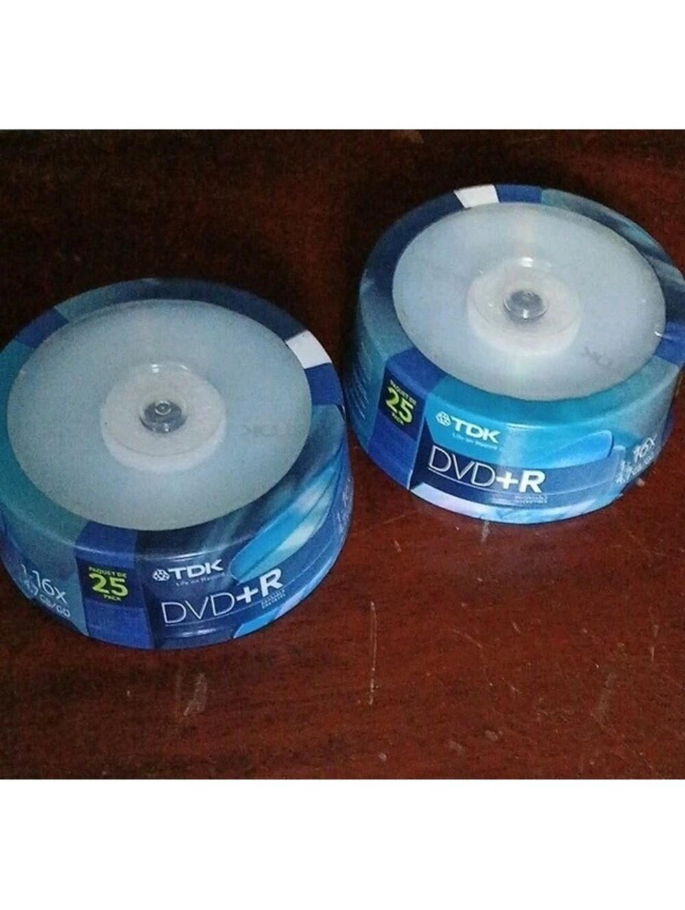 TDK DVD+R 4.7GB 1-16x Recordable Disc Media 25 Pack - FACTORY SEALED - Lot of 2